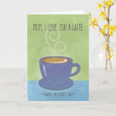 母の日、私はあなたを愛するラテ、コーヒーカップ カード (黄色い花)