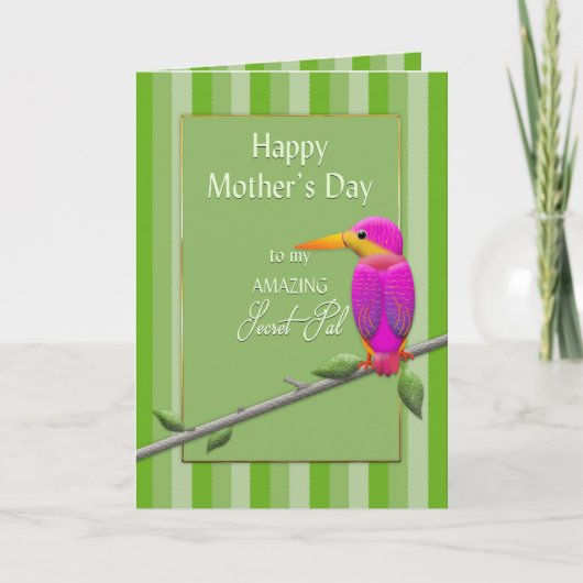 母の日，秘密のパル，熱帯鳥の節句 カード (正面)