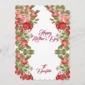 母の日 素朴なローズ 花 緑の葉 (正面/裏面)