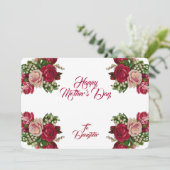 母の日 素朴なローズ 花 緑の葉 シーズンカード (スタンド正面)