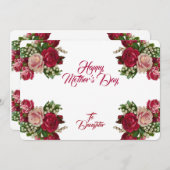 母の日 素朴なローズ 花 緑の葉 シーズンカード (正面/裏面)