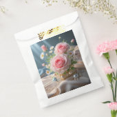 母の日　繊細なピンクのバラと白いデイジー フェイバーバッグ (封をした状態)