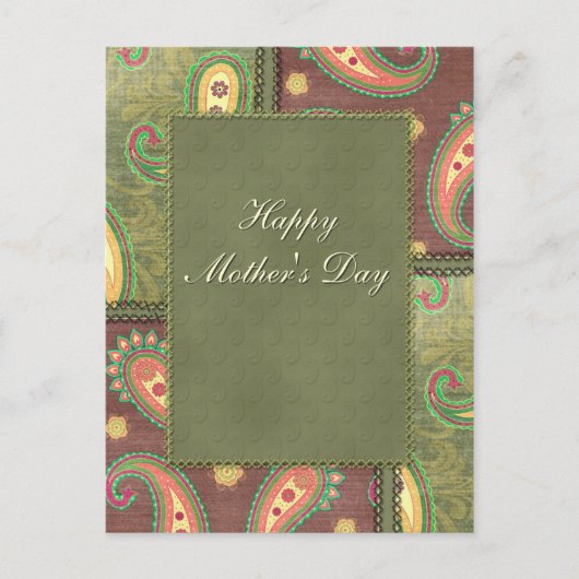 母の日 – 美しいペイズリーデザイン ポストカード (正面)