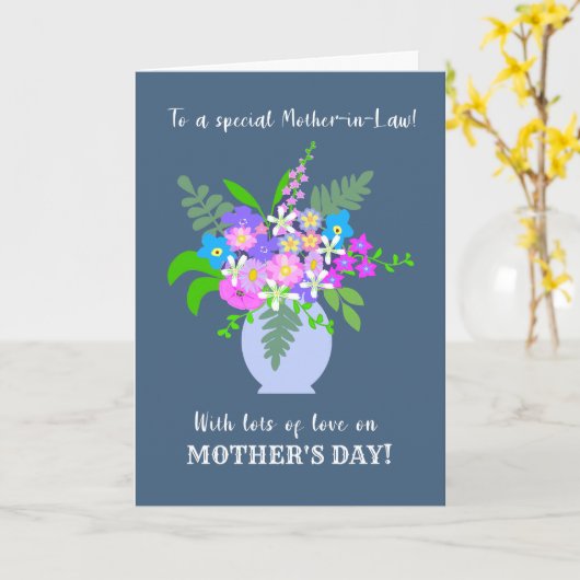 母の日 – 義母の花瓶 カード (黄色い花)