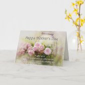 母の日,聖書の詩詩篇147:11ピンクのバラ カード (黄色い花)