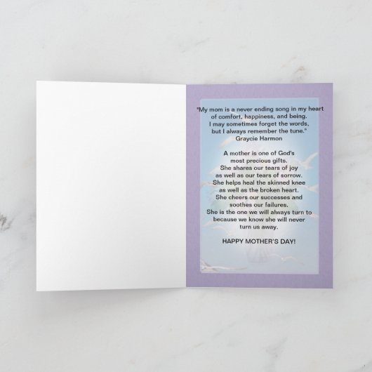 母の日、花および鳥 カード (内部)