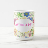 母の日、花の模様 コーヒーマグカップ (中央)