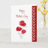 母の日、詩の赤いケシの庭の花 カード (黄色い花)