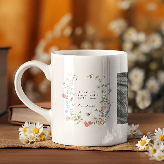 母の日 + 野の花 3枚の写真コラージュ コーヒーマグカップ