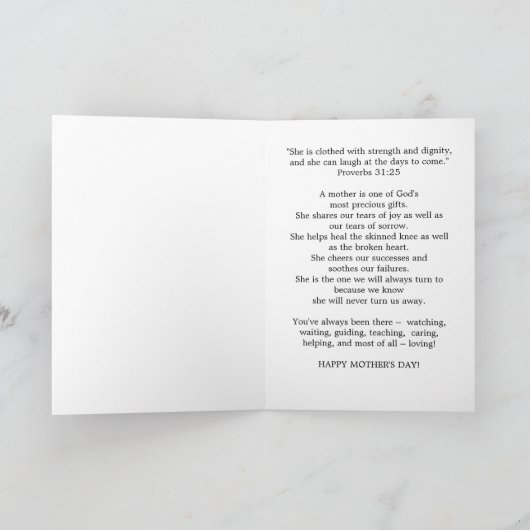 母の日，黒の上の蘭の反射 カード (内部)