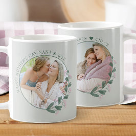母の日 2枚の写真 ピンクの野の花 写真フレーム コーヒーマグカップ