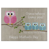 母の日 – 3かわいいフクロウ – Whooo loves you カッティングボード (正面)