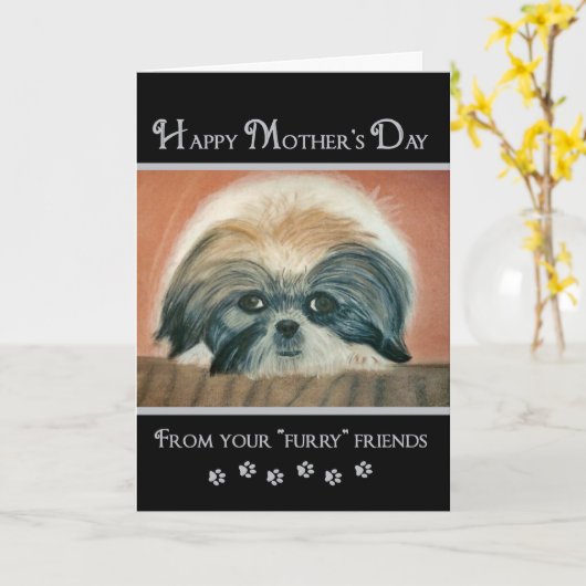 母の日 – From Furry Friends カード (黄色い花)