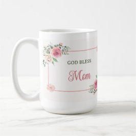 母の日 God Bless Mom – 水彩フラワー コーヒーマグカップ
