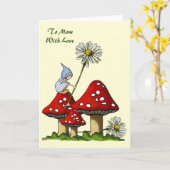 母の日: Toadstool、デイジーの格言: 芸術 カード (黄色い花)