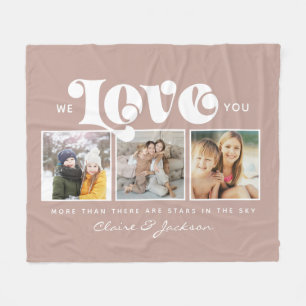 母の日 We love You Mom ファミリーフォトコラージュ フリースブランケット
