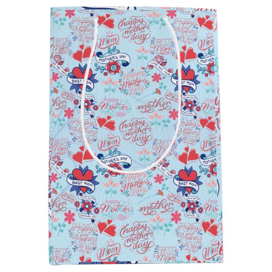 母の日BG 02 LBlue BG ミディアムペーパーバッグ (正面)