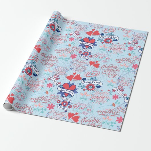 母の日BG 02 LBlue BG ラッピングペーパー (アンロールド)