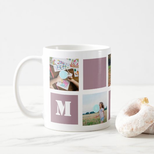 母の日Mauve 5枚の写真Mom Collage Mug コーヒーマグカップ (ドーナツ)