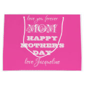 母の日MOMシックモダンクパーソナライズされたかわいいピンク ラージペーパーバッグ (正面)