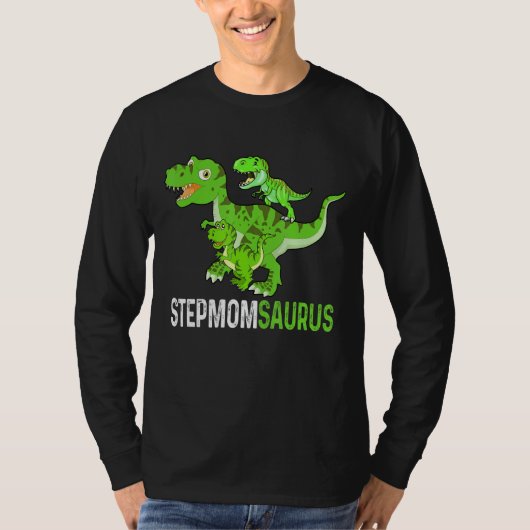 母の日Stepmomsaurus Tレックス恐竜おもしろい聖 Tシャツ (正面)
