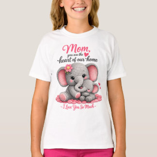 母の日Tシャツ - おうちの心臓は象のママ Tシャツ