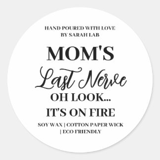母の最後の神経ママおもしろいステッカーキャンドルラベル ラウンドシール