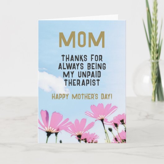 母の未払いセラピストおもしろいフローラ母の日 カード (正面)