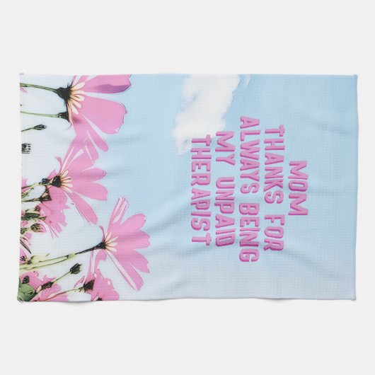 母の未払いセラピストおもしろいフローラ母の日 キッチンタオル (横)
