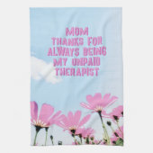 母の未払いセラピストおもしろいフローラ母の日 キッチンタオル (縦)