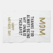 母の未払いセラピストおもしろいユーモア母の日 キッチンタオル (横)