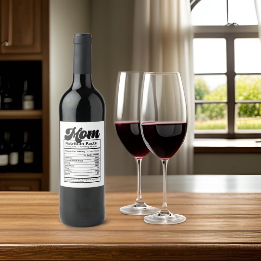 母の栄養の事実モダン白黒おもしろい ワインラベル