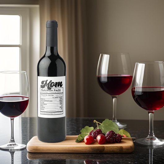 母の栄養の事実モダン白黒おもしろい ワインラベル