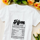 母の栄養の事実モダン白黒おもしろい Tシャツ<br><div class="desc">このシンプルデザインとモダンタイポグラフィは、サンセリフとスクリプトで構成されよくはしゃぐている。</div>