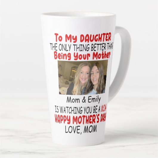 母の母からの娘への贈り物おもしろい カフェラテマグ (右アングル)