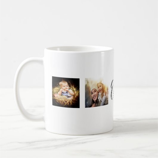 母の母の写真コラージュ白い黒 コーヒーマグカップ (左)