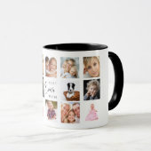 母の母の写真コラージュ白の黒のマグカップ マグカップ (正面右)