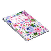 母の水色ピンクと紫の花のパターン ノートブック (右側)