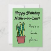 母の法王パおもしろいン誕生日カードスネークプラント カード (正面)