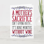 母の犠牲，ワイン，母の誕生日，母の日 カード (正面)