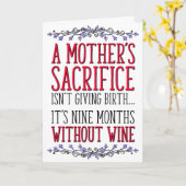 母の犠牲，ワイン，母の誕生日，母の日 カード (黄色い花)