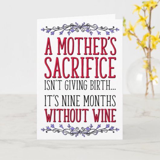 母の犠牲，ワイン，母の誕生日，母の日 カード (黄色い花)