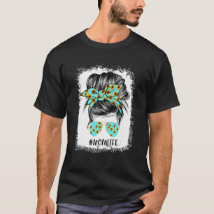 母の生活は漂白Messy Bunひまわり母の日 Tシャツ