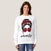 母の生活メッシーバンヘアヒョウのプリドモンライフモス スウェットシャツ (正面フル)