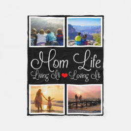 母の生活 | Living It | Loving It Black Photo フリースブランケット