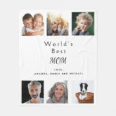 母の白い写真のコラージュ フリースブランケット (正面)