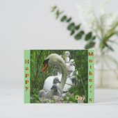 母の白鳥とベビー母の日はがき ポストカード (スタンド正面)