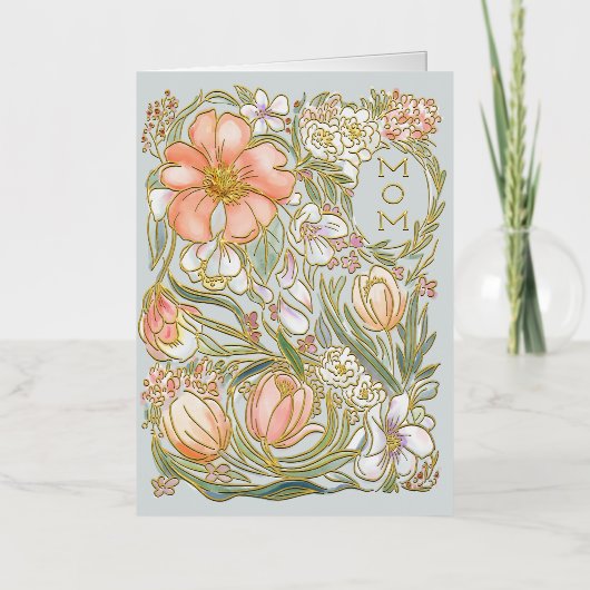 母の色お気に入りのフローラ母の日 箔グリーティングカード (正面)