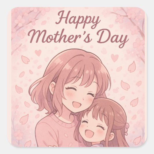 母の色お気に入りの母の日カード スクエアシール (正面)