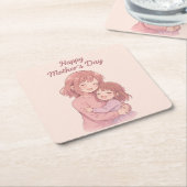 母の色お気に入りの母の日カード スクエアペーパーコースター (アングル)